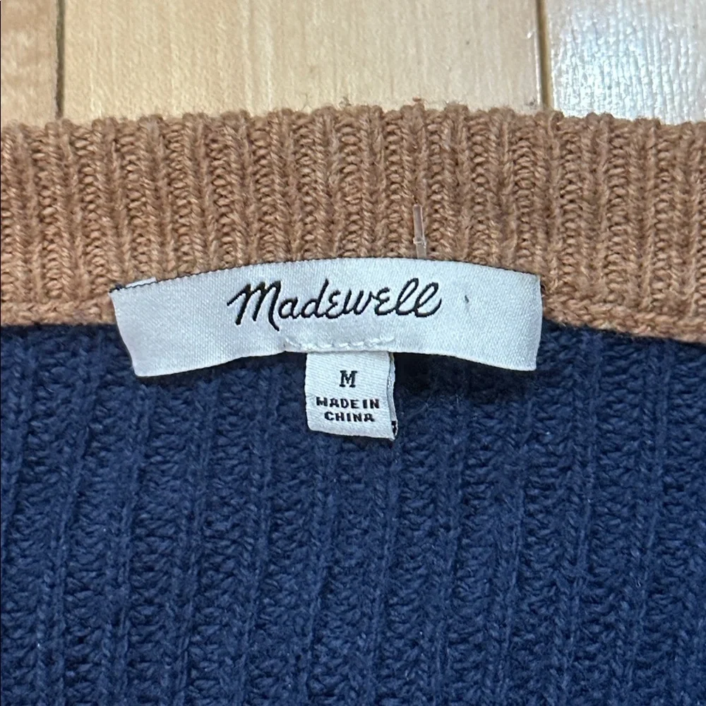 Madewell Brown and Navy Crew Neck Sweater - Picture 3 of 7